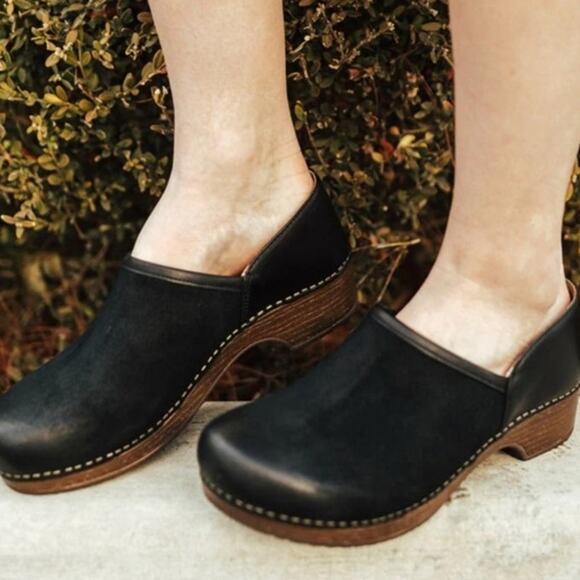 Dansko Black Women's Mules with Brown Sole - Picture 11 of 12